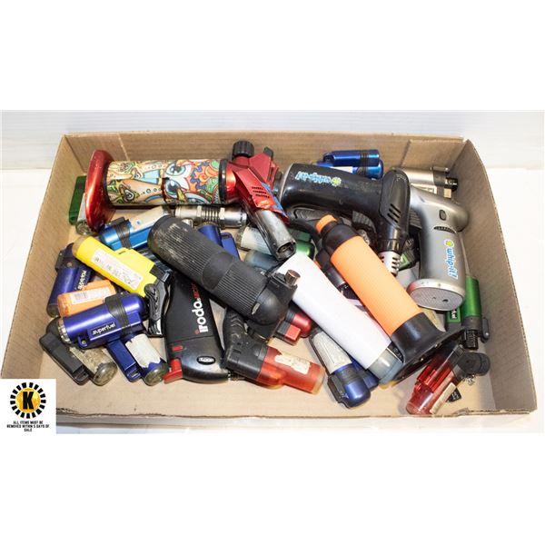FLAT OF VARIOUS SIZES OF LIGHTER TORCHES AND OTHER