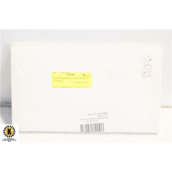 SEALED PACKS OF 6 PCS CAT BELL LEATHER