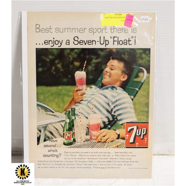 1959 "7UP" MAGAZINE AD