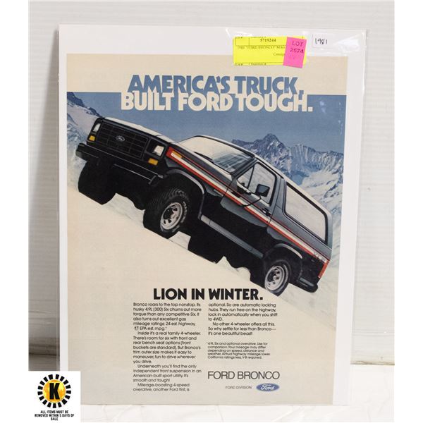 1981 "FORD BRONCO" MAGAZINE AD