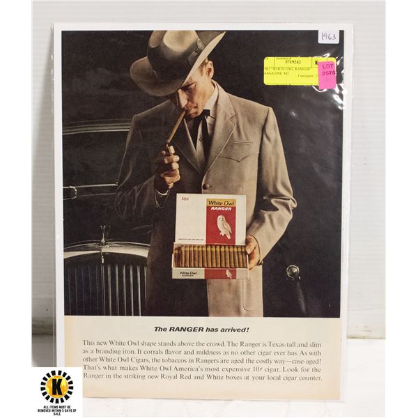 1963 "WHITE OWL RANGER" MAGAZINE AD