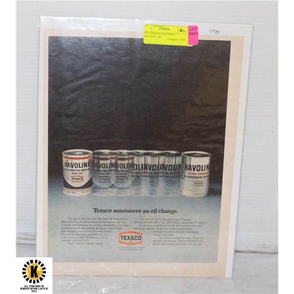 1970 "TEXACO HAVOLINE" MAGAZINE AD