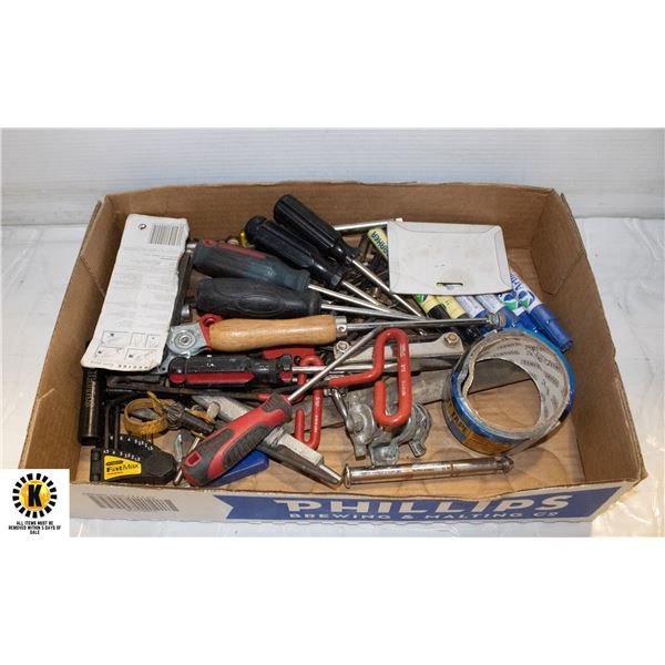 FLAT WITH MISC BITS, HEX KEYS, NEW PAINT MARKERS,