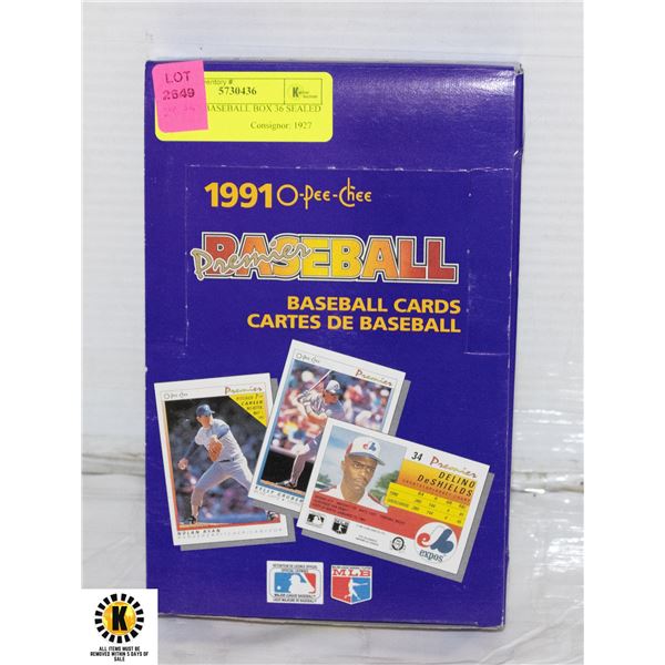 OPC 1991 BASEBALL BOX 36 SEALED PACKS