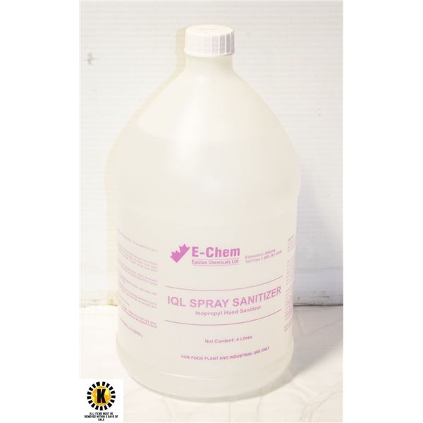 NEW 4L BOTTLE OF E-CHEM IQL SPRAY SANITIZER