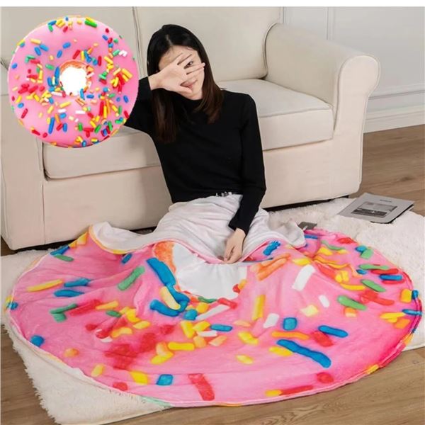 180CM PINK DONUTS PRINT FUNNY FOOD BLANKET