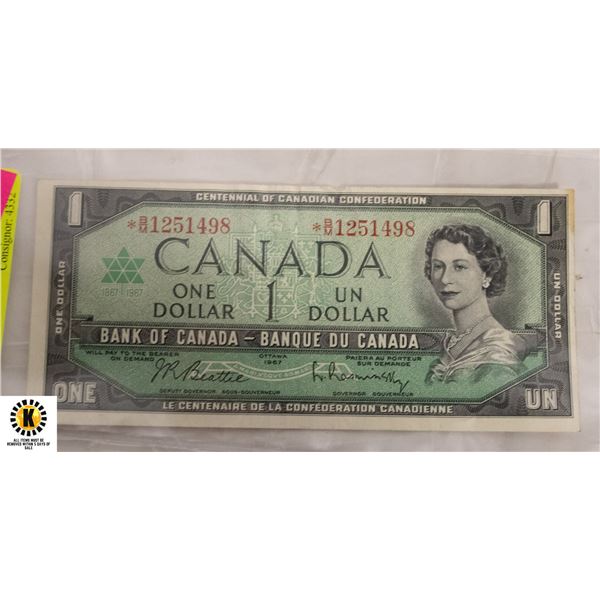 242) 1967 VG CANADA CENTENNIAL DOLLAR BILL