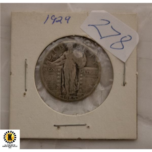 278)1929 AMERICAN SLIVER QUARTER