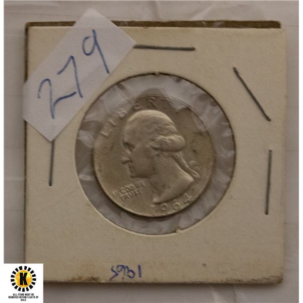279)1964 AMERICAN SILVER QUARTER