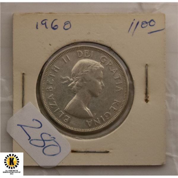 280)1960 CANADIAN SILVER HALF DOLLAR