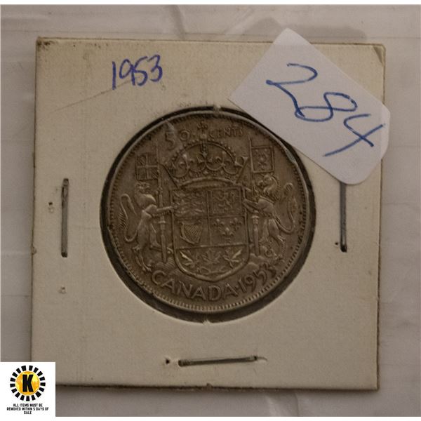 284)1963 CANADIAN SILVER HALF DOLLAR