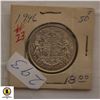 Image 1 : 293)1946 CANADIAN SILVER HALF DOLLAR