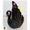 Image 1 : VINATGE BLACK AND GOLD SWAN VASE
