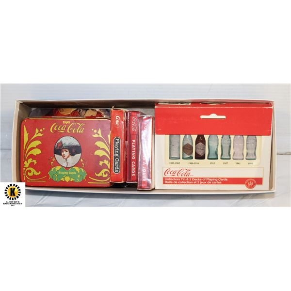 FLAT OF COCA COLA PLAYING CARDS IN COLLECTABLE TIN