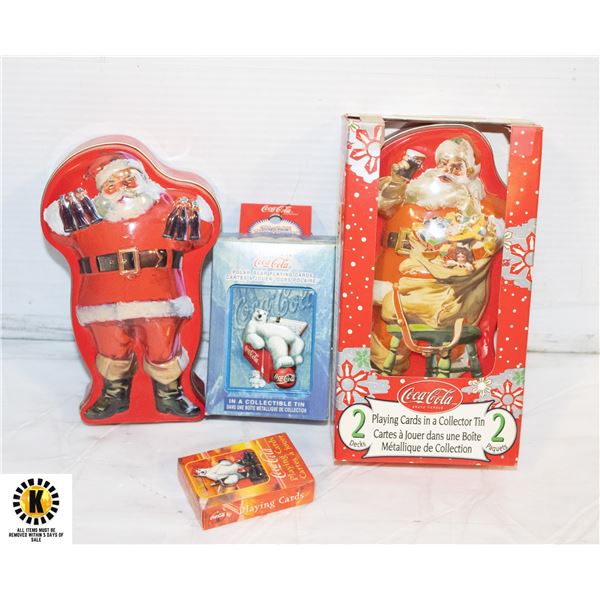 FLAT OF UNOPENED COCA COLA PLAYING CARDS IN TINS