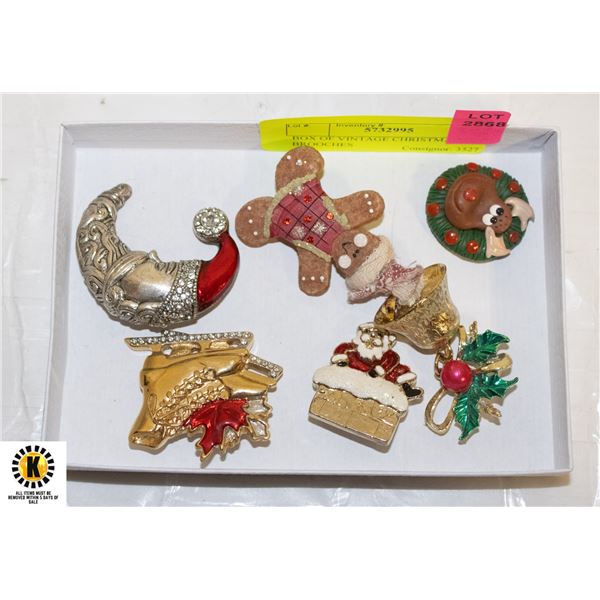 BOX OF VINTAGE CHRISTMAS BROOCHES