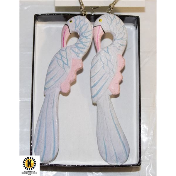 PAIR OF HAND PAINTED LIGHTWEIGHT BIRD EARRINGS