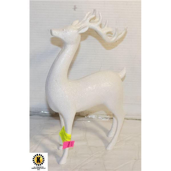 14 INCH TALL HEAVY WHITE REINDEER FIGURINE
