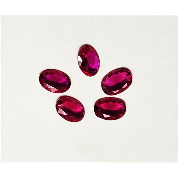 17)  LOT OF 5 OVAL MATCHED RUBY GEMSTONES, READY