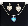 Image 1 : 21) SILVER TONE WITH IRRIDESCENT BLUE HEART PENDAN