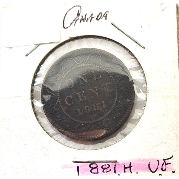 12)  CANADIAN 1881 H QUEEN VICTORIA LARGE PENNY.