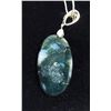 Image 1 : 26)  NATURAL GREEN MOSS OVAL AGATE PENDANT ON
