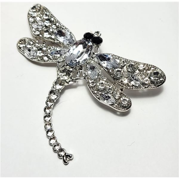 28)  SILVER TONE WITH CLEAR & BLACK CRYSTALS