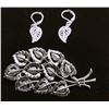 Image 1 : 23)  SILVER TONE OPEN WORK LEAF BRIOOCH AND