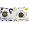 Image 1 : 13)  LOT OF 2 CANADIAN 92.5% SILVER 5 CENT COINS,
