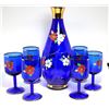 Image 1 : 1)  VINTAGE COBALT BLUE BOHEMIAN GLASS DECANTER,