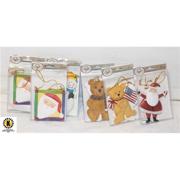 6 PACKAGES - 2 RESIN (EACH) ORNAMENTS