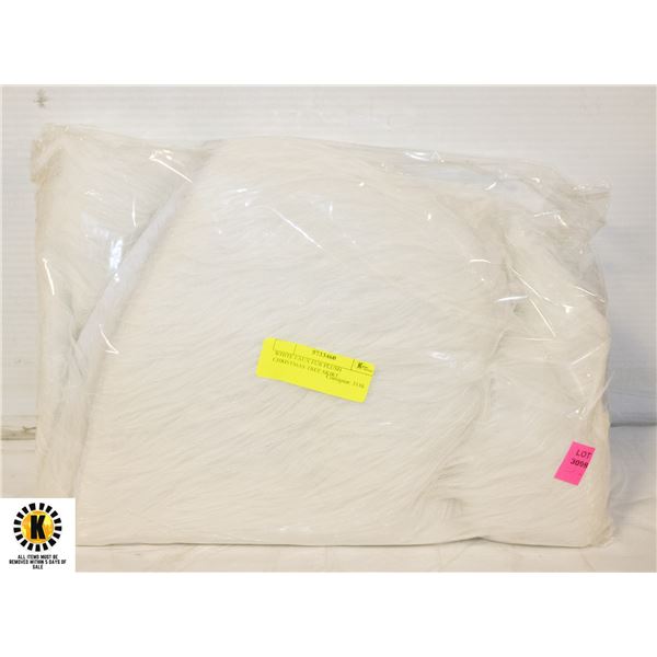 WHITE FAUX FUR PLUSH CHRISTMAS TREE SKIRT