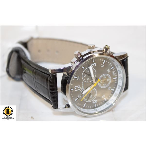 BLACK NEW GENUINE GENEVA MENS WATCH