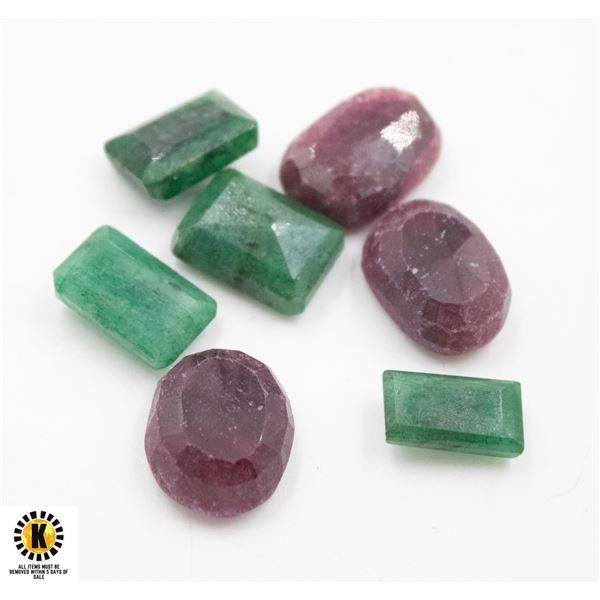 #62-GREEN EMERALD & RUBY GEMSTONE 86.95 CT