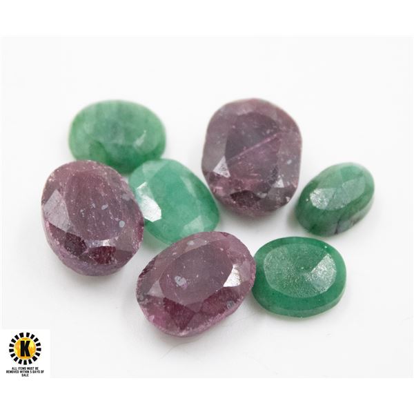 #58-GREEN EMERALD & RUBY GEMSTONE 74.15 CT