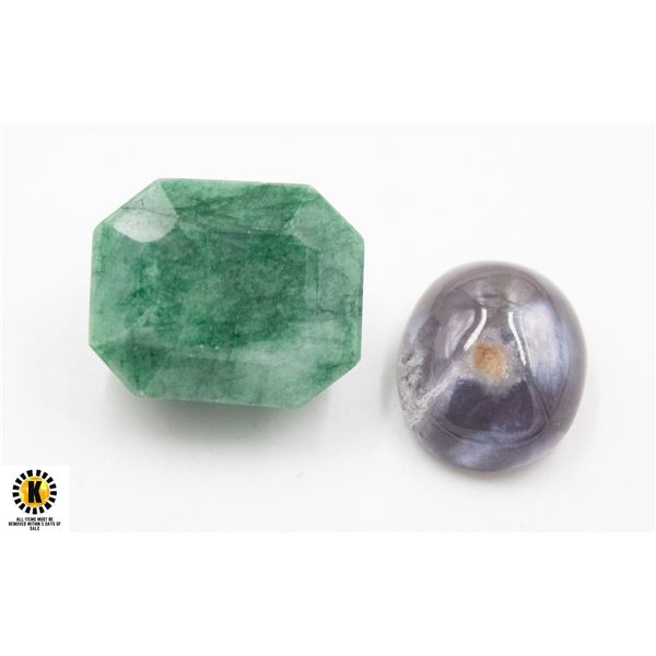 #88-UNTREATED CHALCEDONY 20.19CT,EMERALD 53.45CT