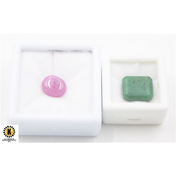 #129-HEATED RUBY 8.0CT & EMERALD 10.15 CT GEMSTONE