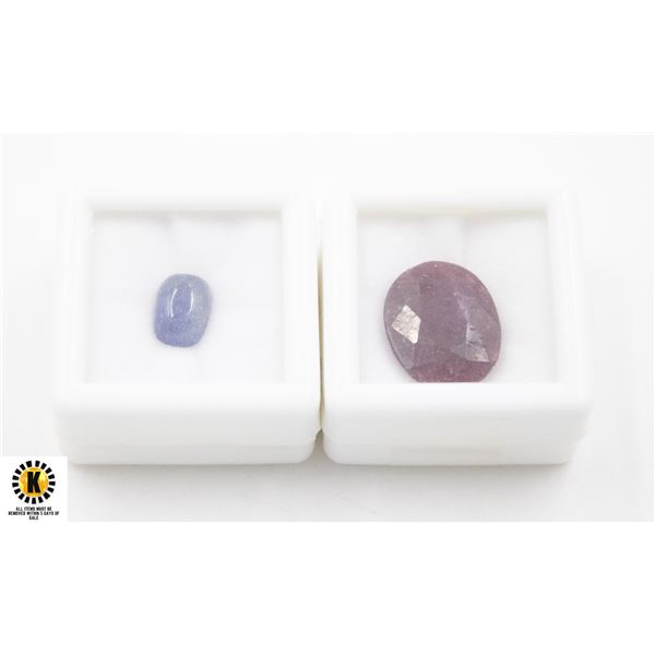 #160-UNHEATED TANZANITE 2.20 CT RUBY 11.85CT GEMST