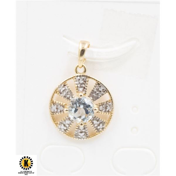 #265-SKY BLUE TOPAZ & CZ PENDANT