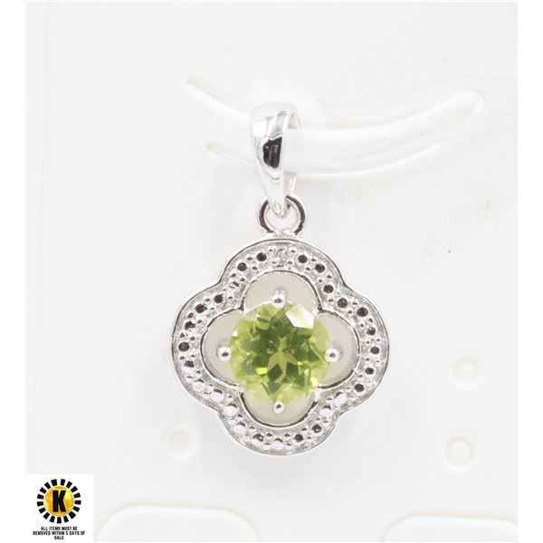 #275- UNHEATED GREEN PERIDOT & CZ PENDANT