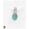 Image 1 : #254-UNHEATED GREEN EMERALD & CZ PENDANT