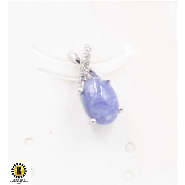 #244-UNHEATED BLUE TANZANITE & CZ PENDANT