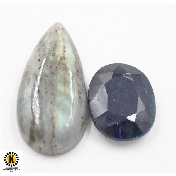 #16-NATURAL LABRADORITE & BLUE SAPPHIRE 96.40 CT