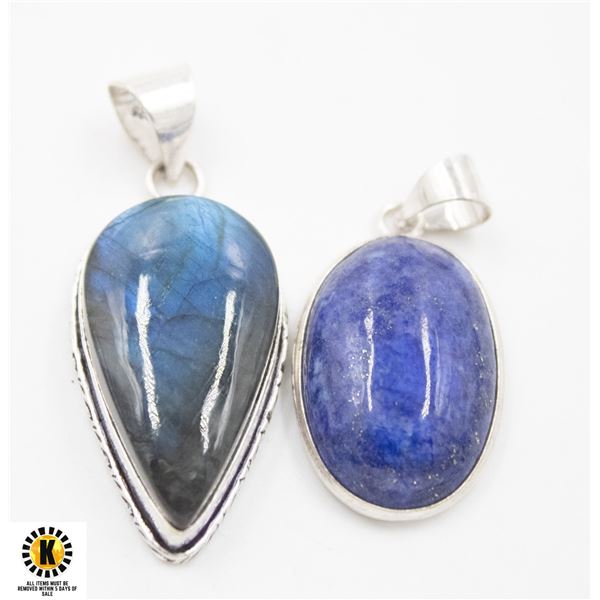 #367-NATURAL LABRADORITE ,LAPIZ LAZULI PENDANT