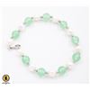 Image 1 : #310- FRESH WATER PEARL , GREEN JADE BRACELET