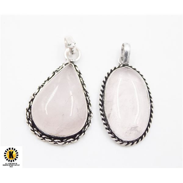 #389-NATURAL PINK ROSE QUARTZ  PENDANT