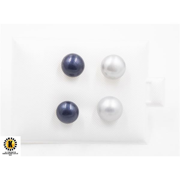 #208-NATURAL AKOYA PEARL STUD EARRINGS /2 PAIRS