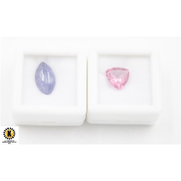 #164-UNHEATED TANZANITE 3.85 CT ,PINK TOPAZ 3.65CT