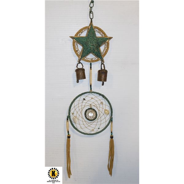 VINTAGE HAND MADE NATIVE DREAM CATCHER, MED.