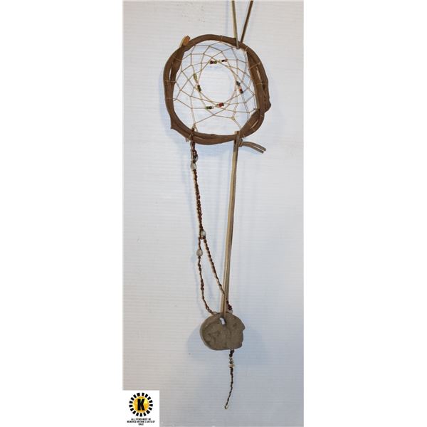 VINTAGE HAND MADE NATIVE DREAM CATCHER, MED.